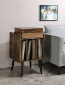 Musiea BX80 Vinyl Record Player Stand Mid Century Turntable Table with 4 Cabinet Record Storage