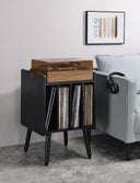 Musiea BX80 Vinyl Record Player Stand Mid Century Turntable Table with 4 Cabinet Record Storage