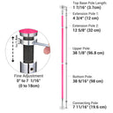 Yescom Silicone Portable Spinning Pole D45mm Ceilling Height Options
