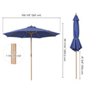 LAGarden 9ft Patio Wood Market Umbrella Acrylic Fabric Tilt