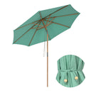 LAGarden 9ft Patio Wood Market Umbrella Acrylic Fabric Tilt