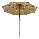 LAGarden 9ft Boho Patio Wood Market Umbrella with Lights
