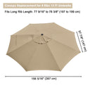 Yescom 13' Outdoor Market Umbrella Replacement Canopy 8-Rib