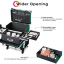 Byootique Emerald Green Makeup Case on Wheels w/ Drawer