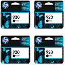 New, Pre-Owned - HP 920 (CD971AN) Black Ink Cartridges 4 Pack