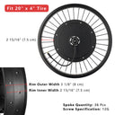 Yescom 20" Front Wheel Electric Bicycle Motor Fat Tire Kit 48v 1000w