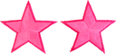 Patch Set of 2 - Pink Stars - 1.75" - Cut to Shape of Design