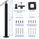 Yescom 36in T304 Stainless Steel Cable Railing Stair Post (2x2, 16G)