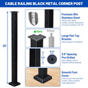 Yescom 36in T304 Stainless Steel Cable Railing Corner Post (2x2, 16G)