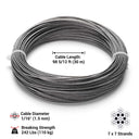 Yescom 1.5mm Wire Rope Type 304 Stainless Steel, 7x7, 1/16"x100'