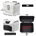 Yescom White Motorcycle Trunk Box with Backrest Scooter Tour Pack