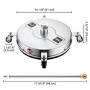 Yescom 16.5in Pressure Washer Surface Cleaner Stainless Steel