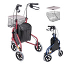Yescom 3 Wheels Aluminum Rollator Walker w/ Brakes Basket & Bag