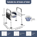 Yescom Raised Toilet Seat w/ Handles Height Adjustable Holds 375lbs