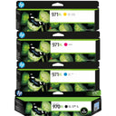 New, Pre-Owned - HP 970XL Black 971XL Cyan, Magenta, Yellow ink cartridges-4 Pack