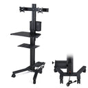 Yescom PC Computer Cart Workstation with Power Strip 2-Monitor
