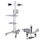 Yescom NexusX PC Computer Cart Workstation with Power Strip 2-Monitor