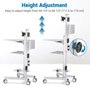 Yescom NexusX Rolling Computer Cart with Locking Metal Drawer