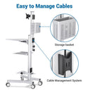 Yescom NexusX PC Computer Desktop Rolling Mobile Cart Workstation