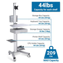 Yescom NexusX Rolling Computer Cart with Locking Metal Drawer