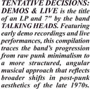 Talking Heads - Tentative Decisions: Demos & Live [LP]