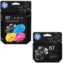 New, Pre-Owned - HP 67 2 Black and 1 Color Ink Cartridge-3 Pack