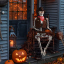 Yescom 5.4ft Skeleton Posable Halloween Decoration with Pirate, Cowboy Costume