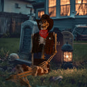 Yescom 5.4ft Skeleton Posable Halloween Decoration with Pirate, Cowboy Costume