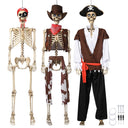 Yescom 5.6Ft Halloween Skeleton Set - Posable Pirate Captain & Cowboy