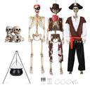 Yescom 5.6Ft Halloween Skeleton Set - Pirate Captain with Cauldron & Skulls