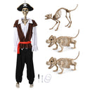 Yescom 5.6Ft Halloween Skeleton Set - Pirate Captain with Dog & Cat