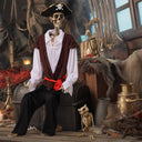 Yescom 5.6Ft Halloween Skeleton Set - Pirate Captain with Vulture & Owl