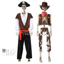 Yescom 5.6Ft Halloween Skeleton Set - Pirate Captain & Cowboy