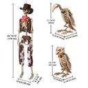 Yescom 5.6Ft Halloween Skeleton Set - Cowboy with Vulture & Owl