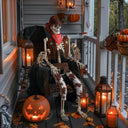 Yescom 5.6Ft Halloween Skeleton Set - Cowboy with Vulture & Owl