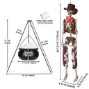 Yescom 5.6Ft Halloween Skeleton Set - Cowboy & Lighted Witch Cauldron