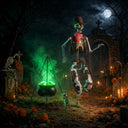 Yescom 5.6Ft Halloween Skeleton Set - Cowboy & Lighted Witch Cauldron