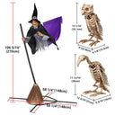 Yescom 9Ft Animated Flying Witch with Broom, Vulture & Owl Skeletons