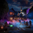 Yescom 9Ft Motion-Activated Flying Witch with Broom & Cauldron