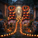Yescom 5.6Ft Posable Halloween Skeleton with Marigold Fairy Lights