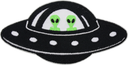 Patch - 2 Green Aliens In UFO Spaceship - 4.25" - Sci-Fi