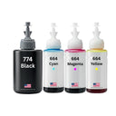 US Remanufactured for Epson 774/664 (774Bk/664CMY) High Yield Ink Bottle Made in the USA, 4-Pack