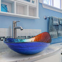 Yescom Teardrop-Shaped Tempered Glass Bathroom Vanity Sink 22x14"