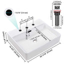 Aquaterior 20"x16" Rectangle Bathroom Sink Overflow w/ Drain