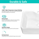 Aquaterior 19x15 Porcelain Bathroom Sink White Lavatory Basin