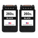U.S. Remanufactured for Canon PG-260XL Black Ink Cartridge Twin Pack