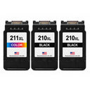 U.S. Remanufactured for Canon PG-210XL 2 Black / CL-211XL 211 XL 1 Color Ink Cartridge 3-Pack