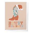 Howdy Christmas Holiday Cowboy Boot Greeting Card