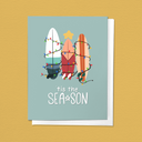 Tis the Sea-Son, Surfboard Holiday Christmas Greeting Card