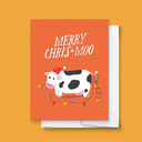 Merry Chris-Moo, Holiday Christma Funny Cow Greeting Card